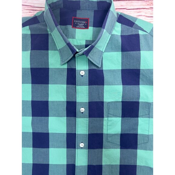 Untuckit‎ Mens Slim Fit Green Check Button-Up Shirt XXL Long Sleeve - Picture 3 of 6